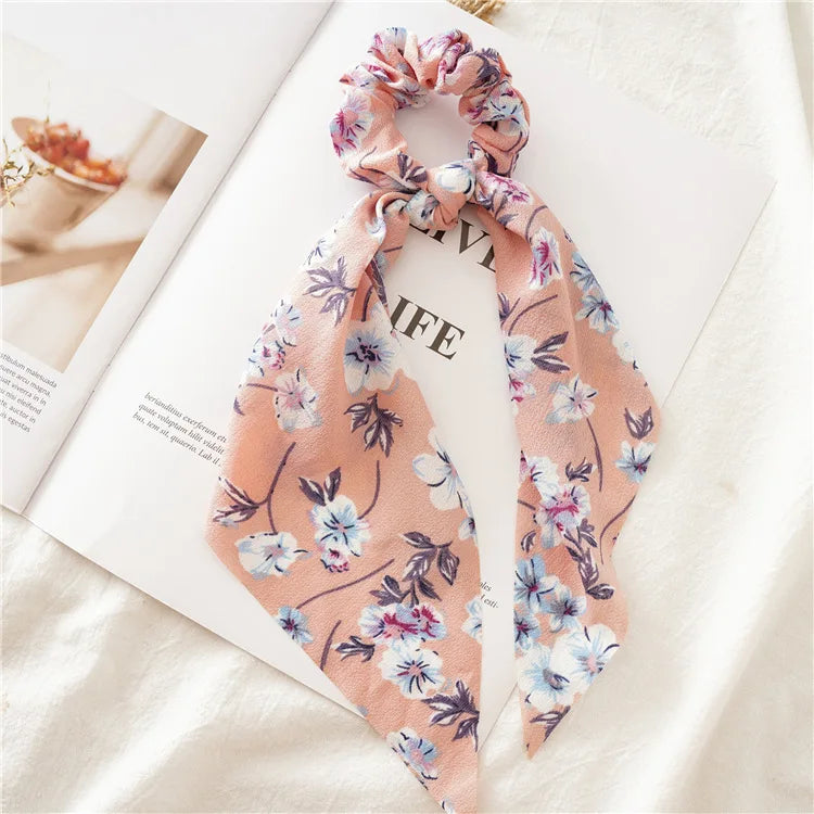 Fashion Bow Satin Long Ribbon Ponytail Scarf