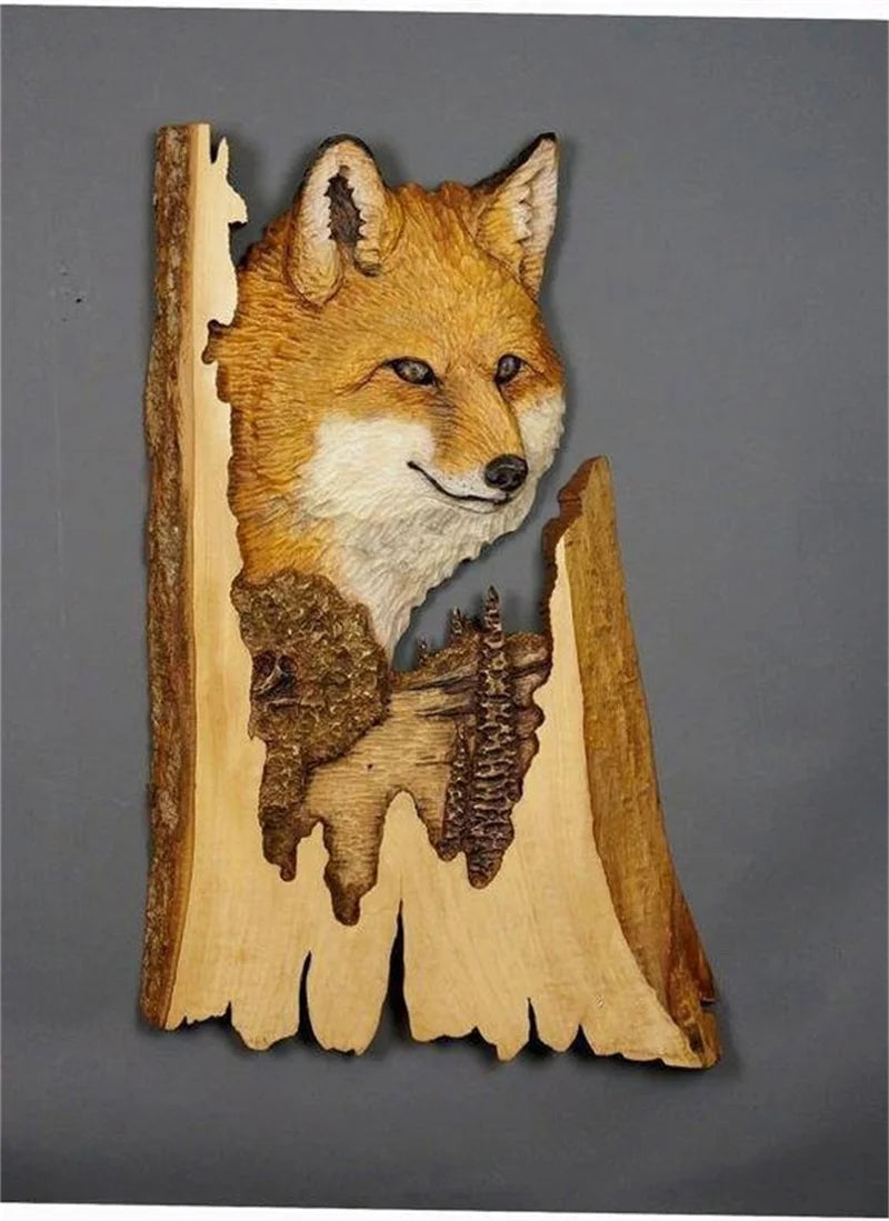 Flat Animal Handcraft Wall Hanging Sculpture Wooden