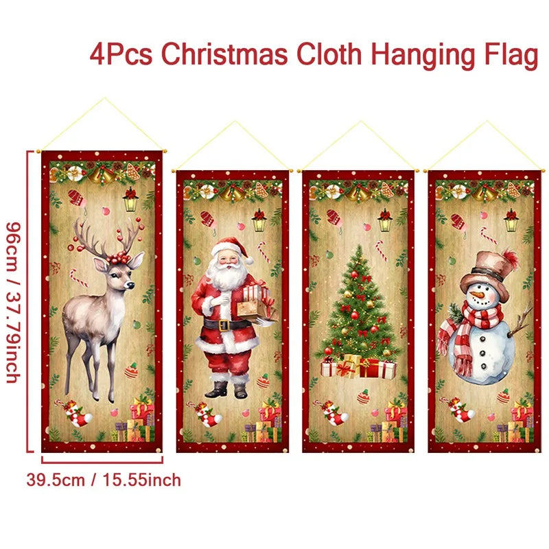 The Christmas hanging flag decor is a cheerful and eye-catching addition to your holiday decorations. Featuring vibrant Christmas-themed designs such as Santa, snowmen, or festive greetings.