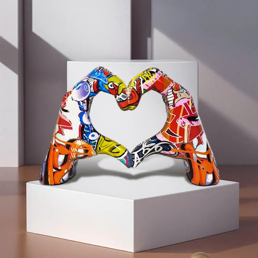 Heart Gesture Sculpture Resin Abstract Hand Love