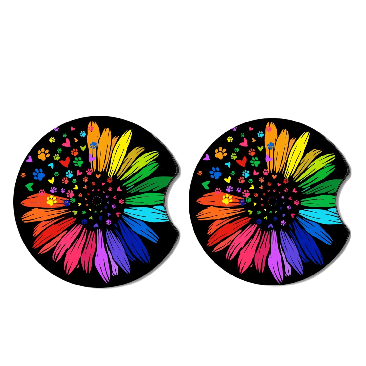 2pcs Colorful sunflower car coaster