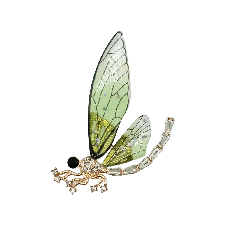 Green wing dragonfly shoe charm with crystal tail from Insect Shoe Charms - Personalized Bling for Shoes.