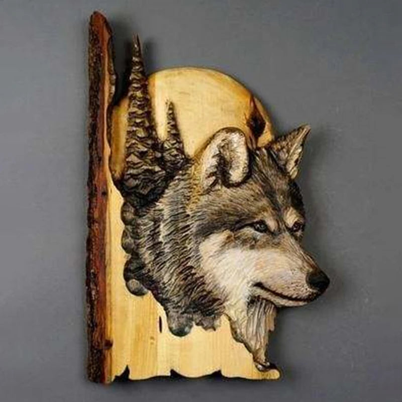 Flat Animal Handcraft Wall Hanging Sculpture Wooden