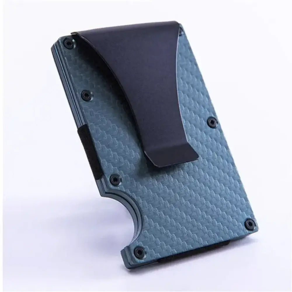 Men's Carbon Fiber Slim Metal Wallet RFID Blocking Minimalist Design with Silk Lining and Interior Slot Pocket