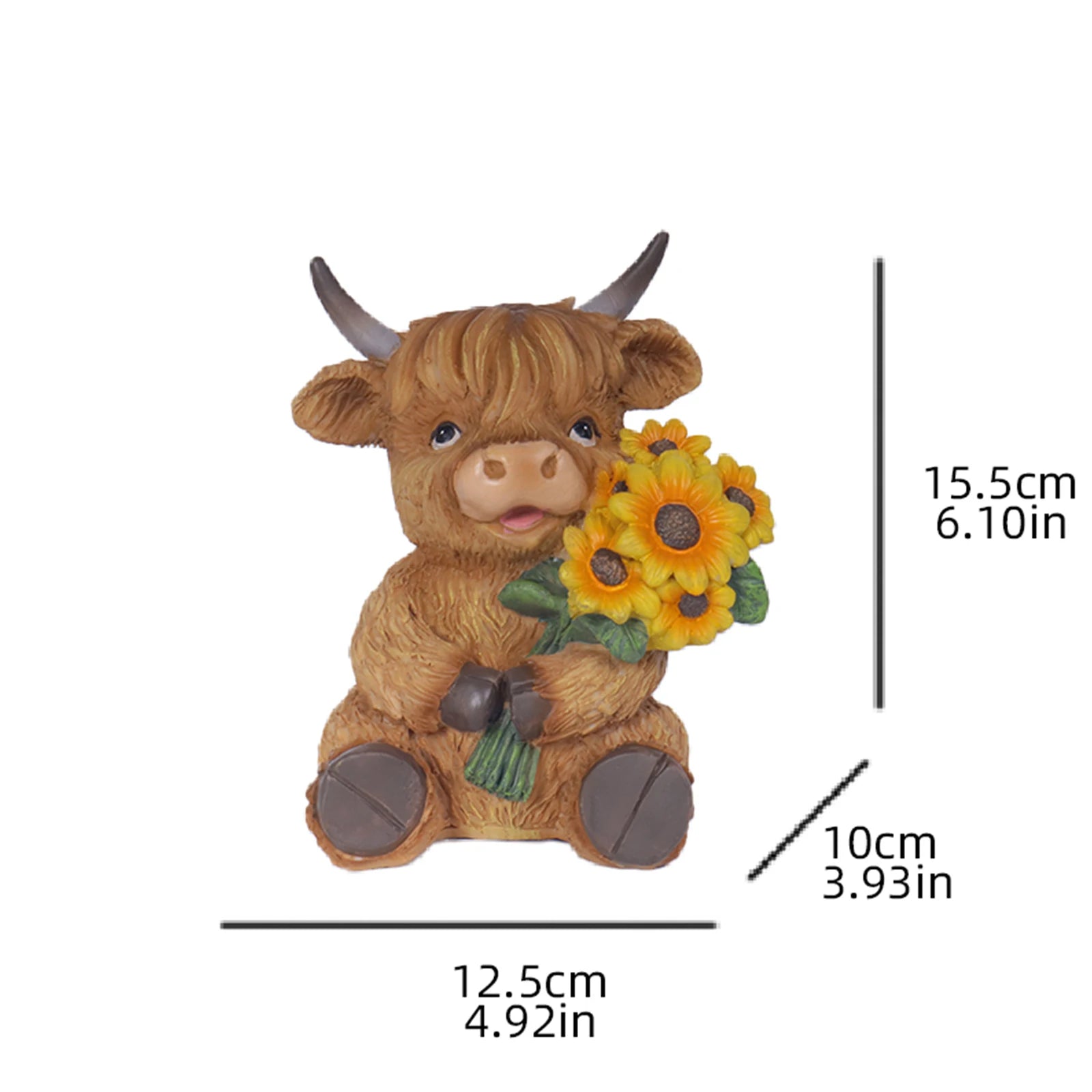 Highland Cow Sculpture Adorable Resin Animal