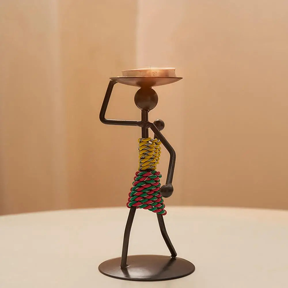 Creative African Iron Candle Holder