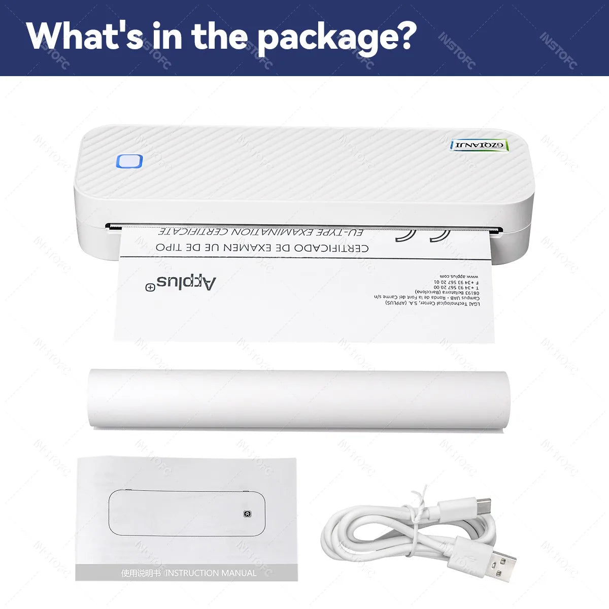 Portable A4 Thermal Printer Bluetooth Photos PDF Document Printing Machine -