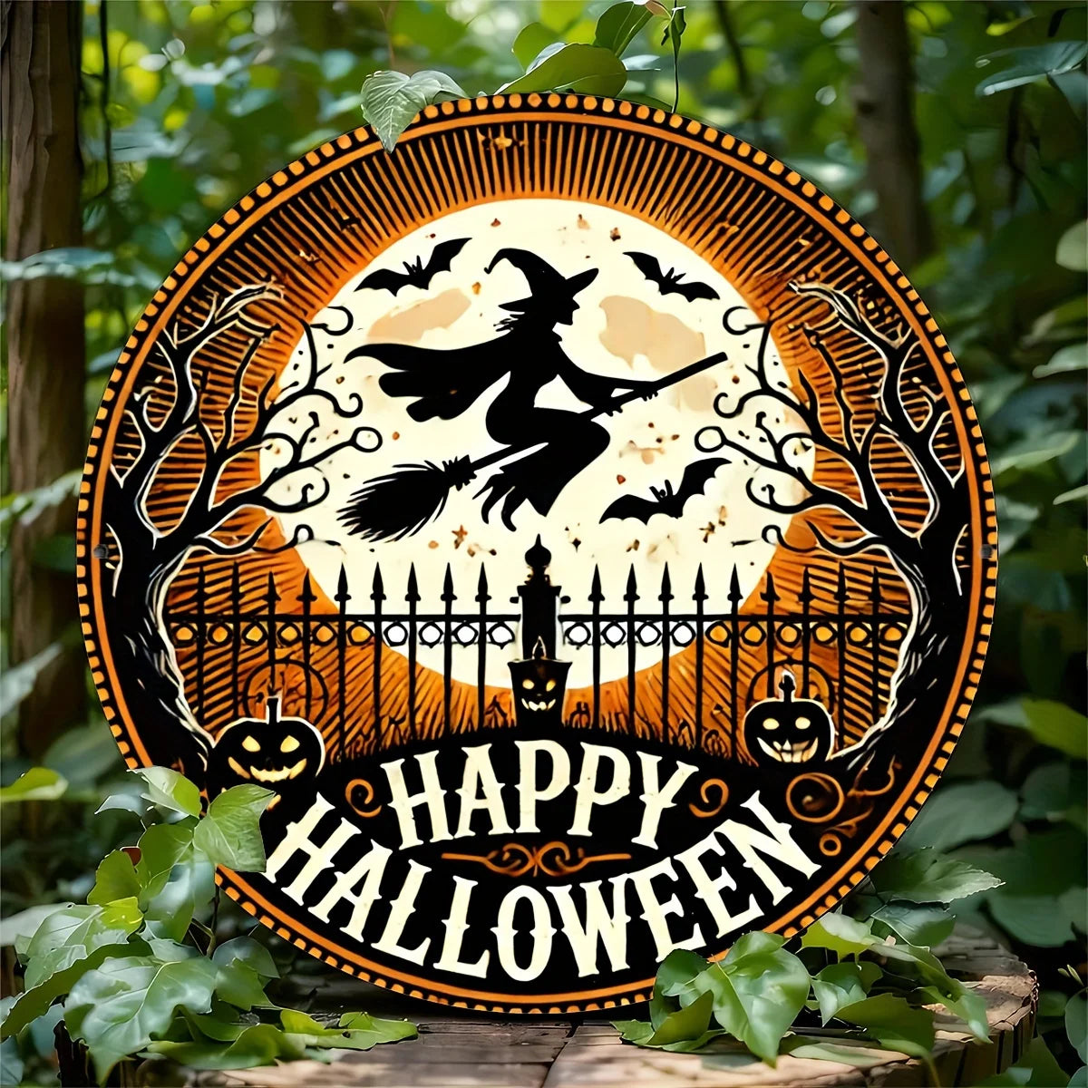 Rustic Halloween Witch Metal Sign
