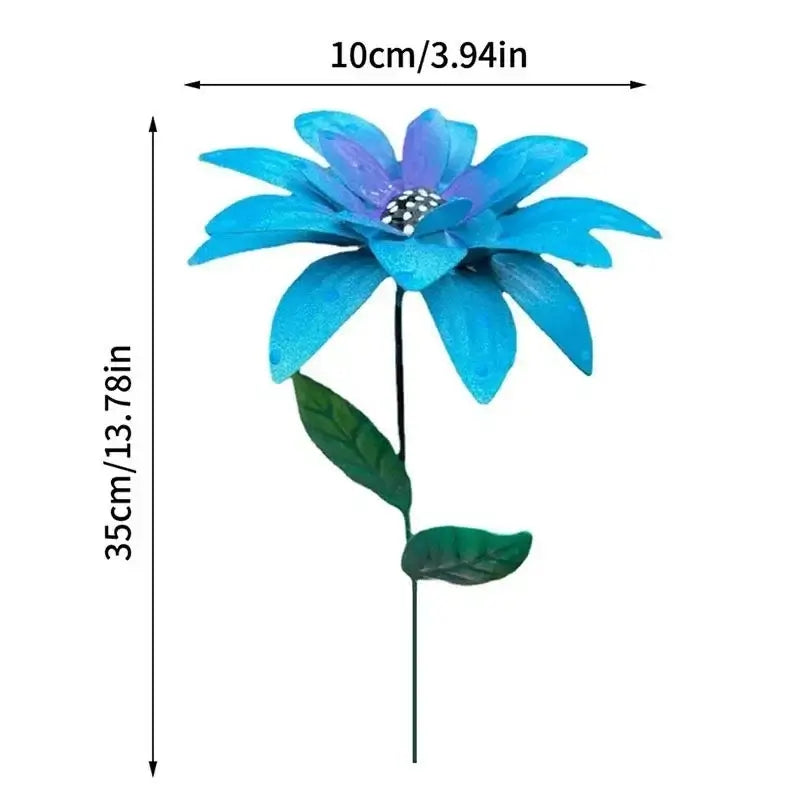 Blue Metal Flower Garden Stake with size dimensions 35cm height and 10cm width, ideal for metal garden and yard décor.
