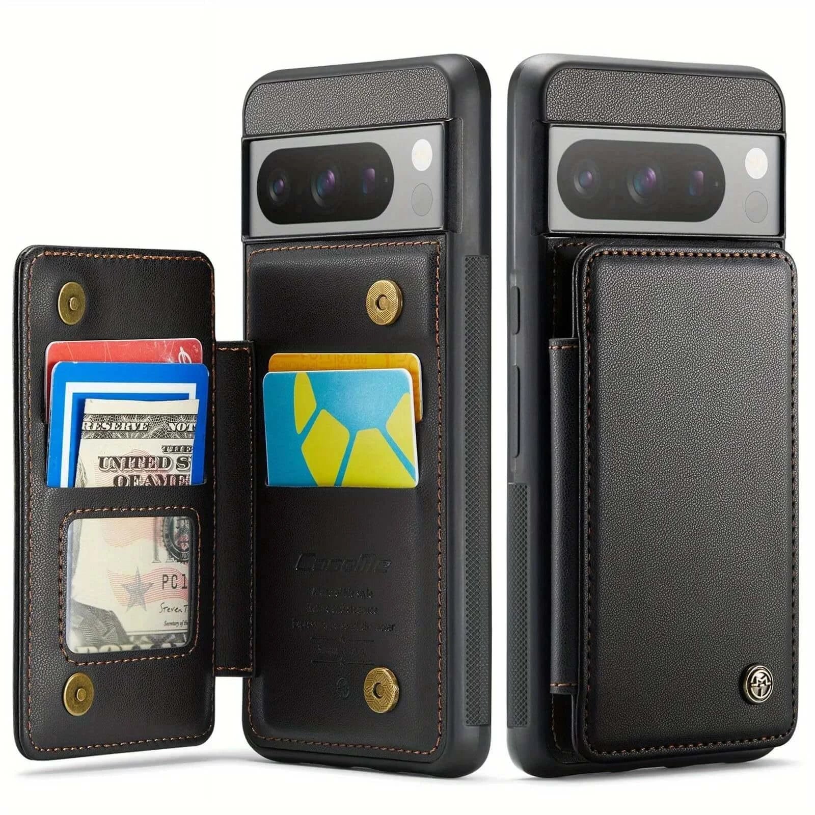 Google Pixel 7/8 Pro Leather Wallet Case – RFID Blocking, Kickstand