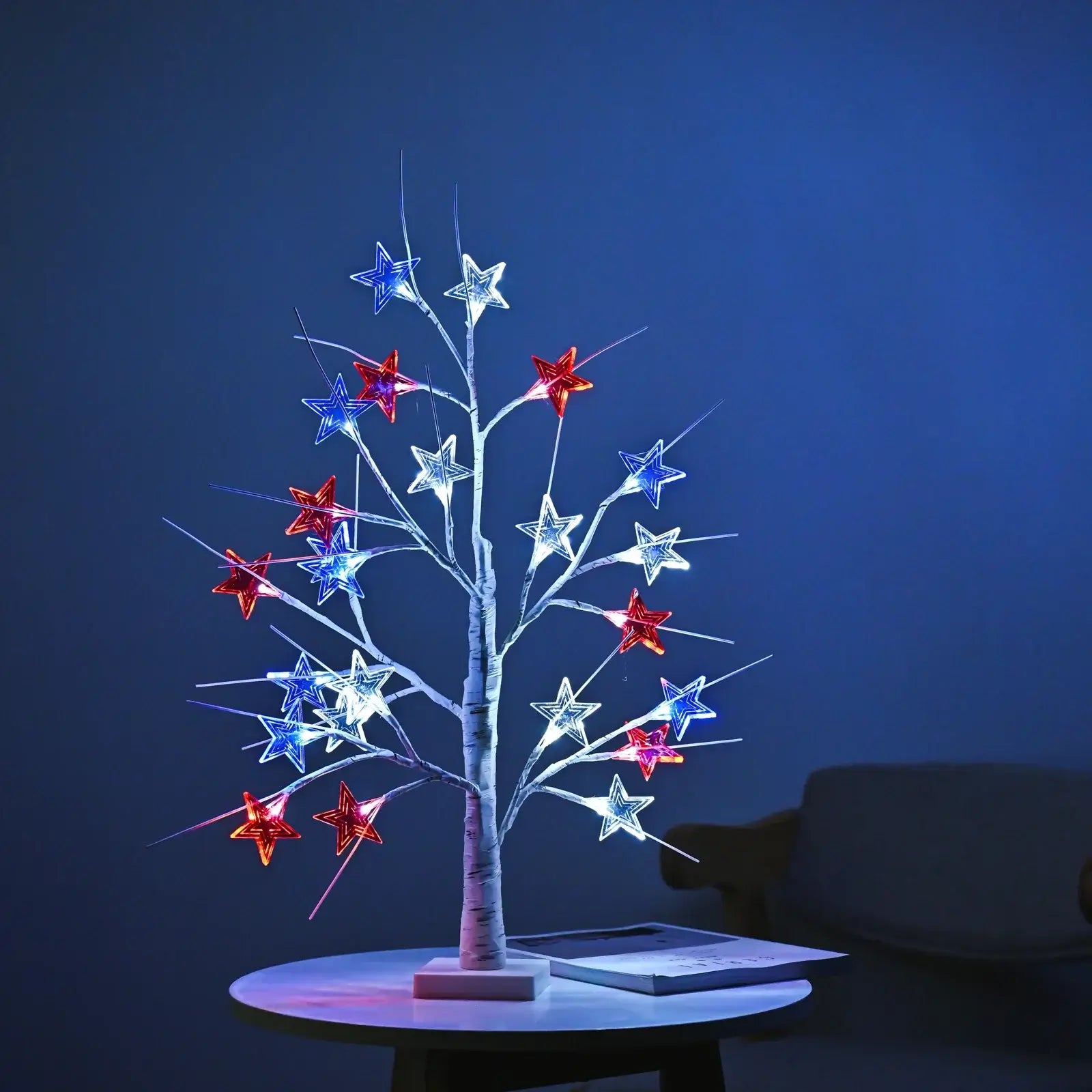 Red, White & Blue Star Tree Lights