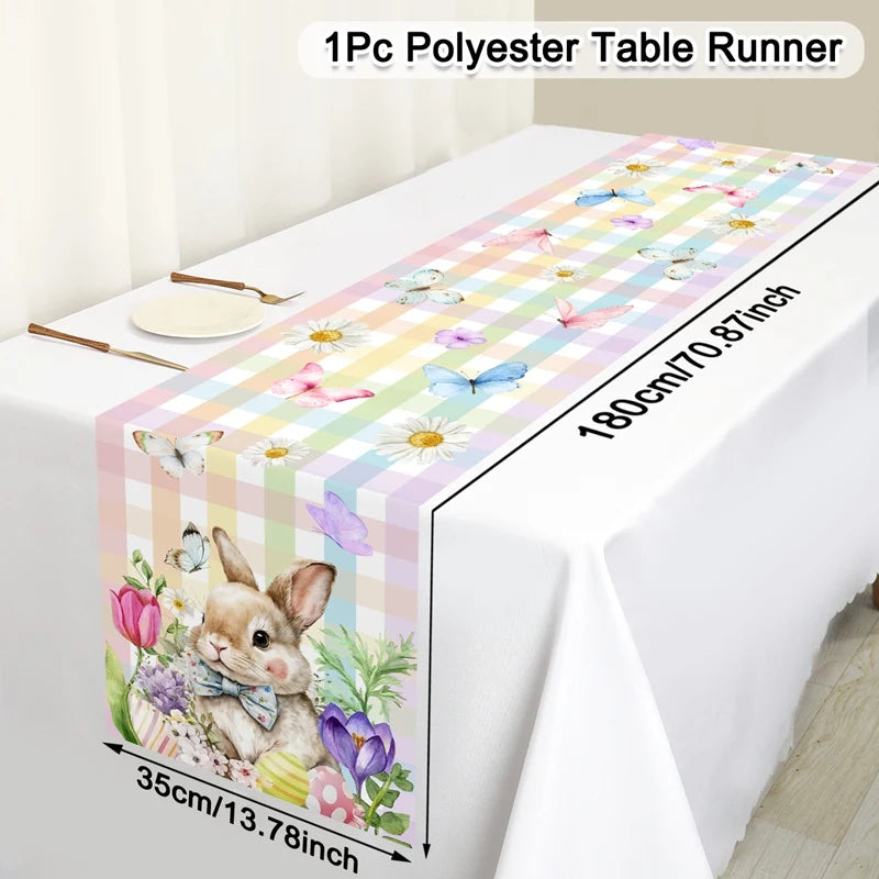 1Pc Easter Bunny and Floral Egg Table Runner