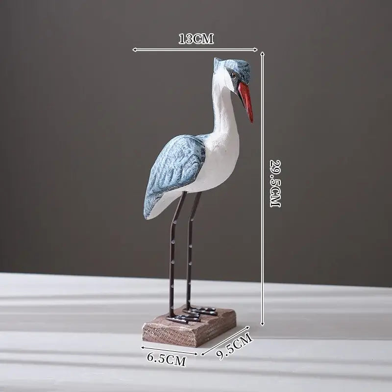 Medium Mediterranean Resin Seagull Figurine with dimensions 29.5cm x 13cm, ideal for shelf or tabletop nautical decoration.