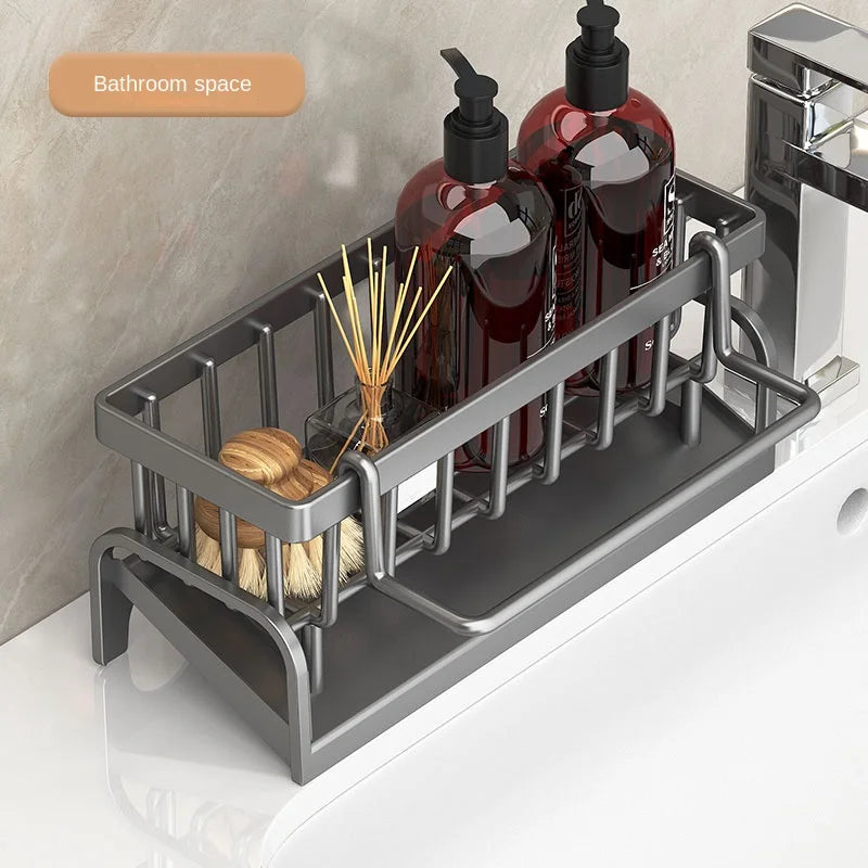 The Multi-Functional Sink Caddy Organizer, measuring 9.1" wide, is a practical solution to keep your kitchen tidy and organized. With its spacious compartments, it’s perfect for holding sponges, dish soap, scrubbers, and more.