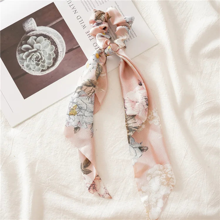 Fashion Bow Satin Long Ribbon Ponytail Scarf