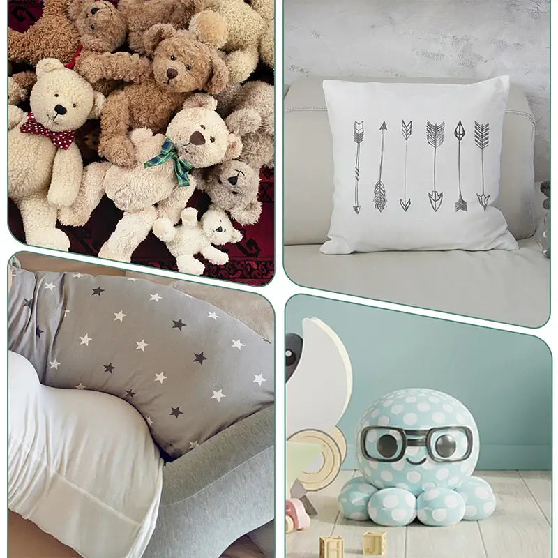 KRABALL Polyester Fiberfill used in stuffed animals, pillows, and plush toys. Ideal for home decor and craft projects.