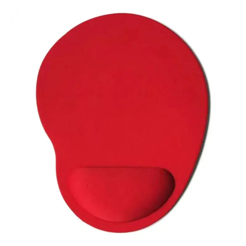 Red Ergonomic Wrist Rest Mouse Pad with soft wrist cushion and non-slip backing, enhancing comfort and stability for work or gaming.