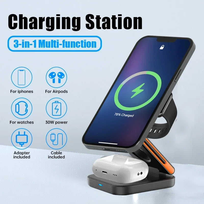 30W 3 in 1 Foldable Charging Station