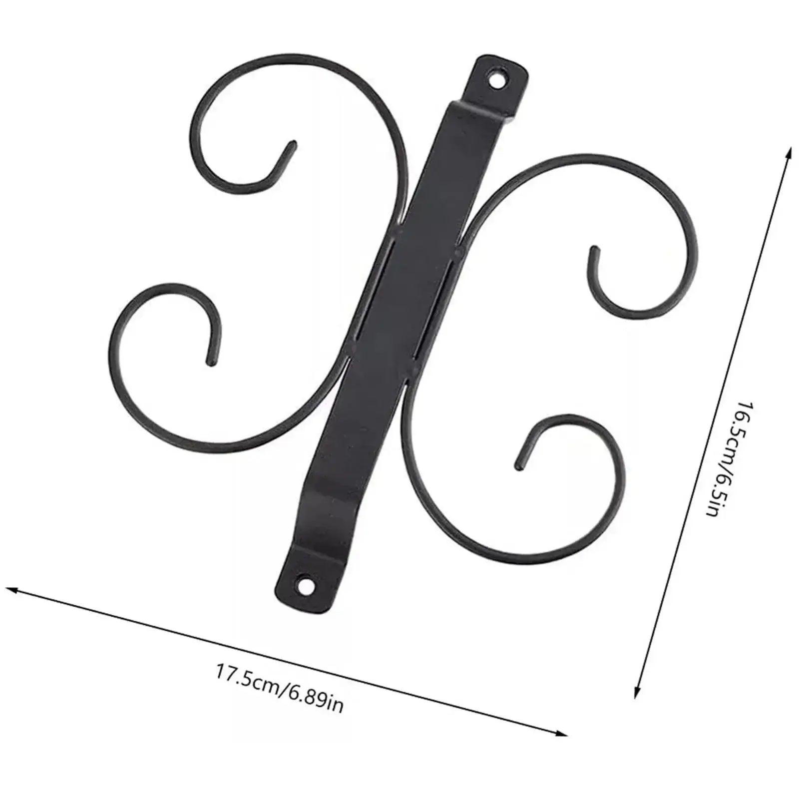 Compact under cabinet wine glass holder for 4 cups, measuring 16.5cm x 17.5cm, made of durable black iron with elegant curves.