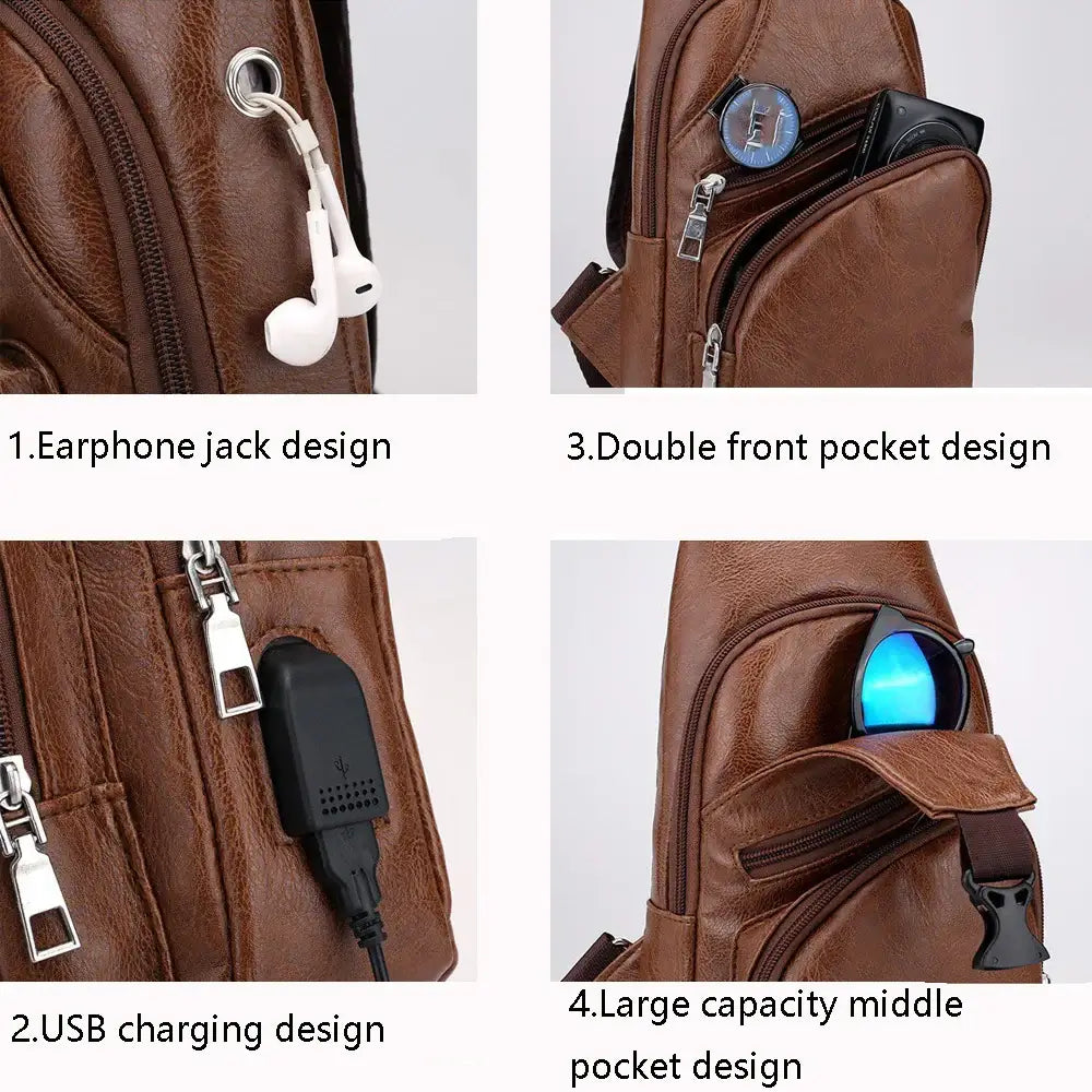 Travel Crossbody Bag - Multifunctional | Spacious and Versatile with USB charging port, earphone jack, and multiple compartments for organized storage.