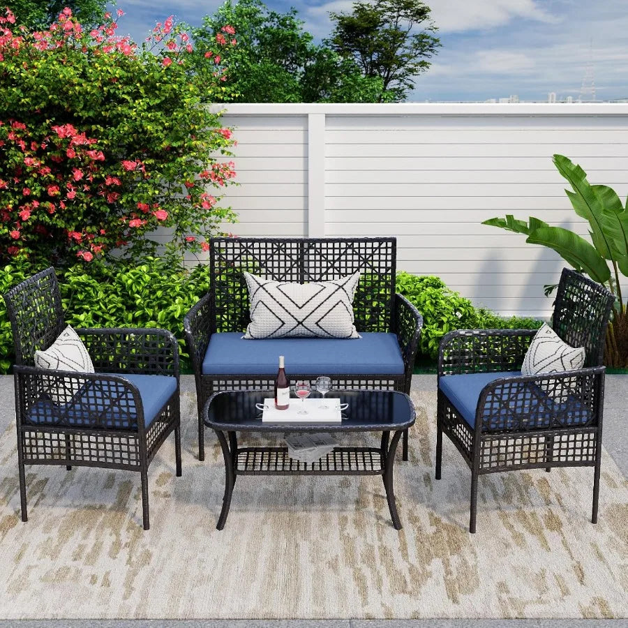 4 Pieces Outdoor Patio Furniture Set