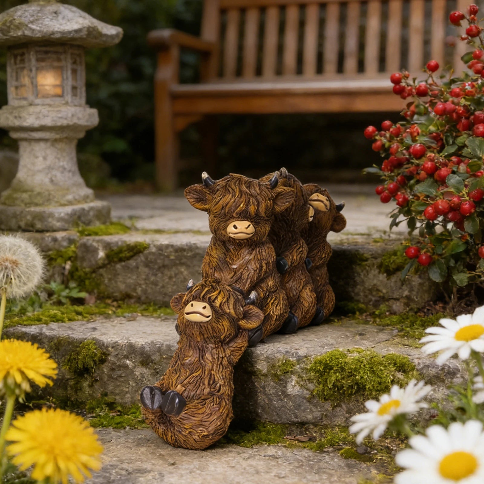 Highland Cow Sculpture Adorable Resin Animal