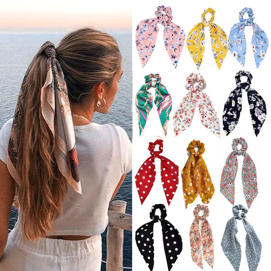 Fashion Bow Satin Long Ribbon Ponytail Scarf