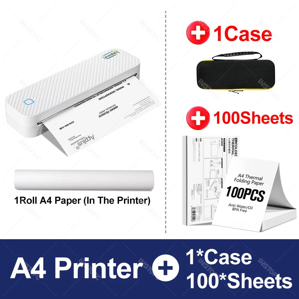 Portable A4 Thermal Printer Bluetooth Photos PDF Document Printing Machine -