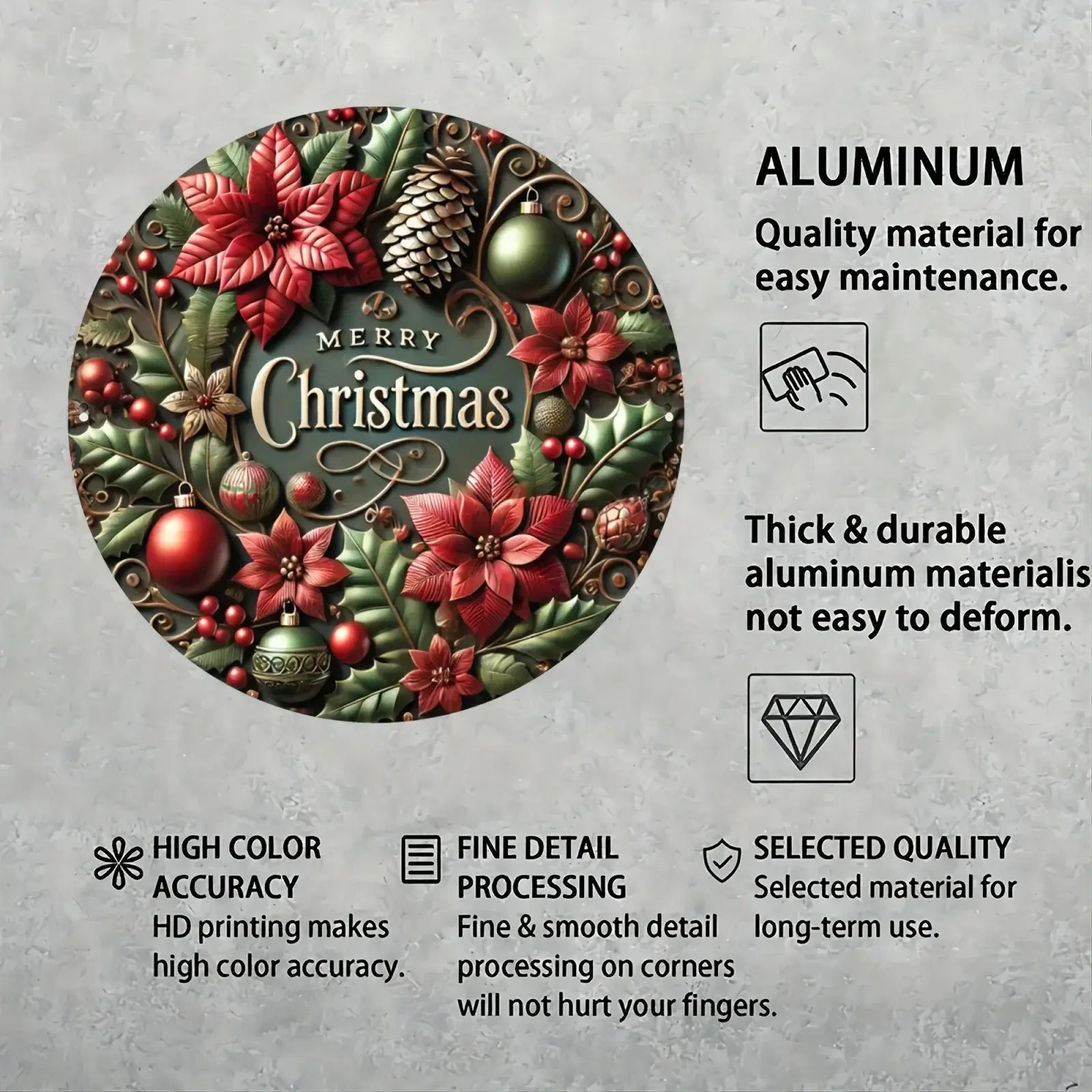 Rustic 3D Aluminum Merry Christmas Metal Sign