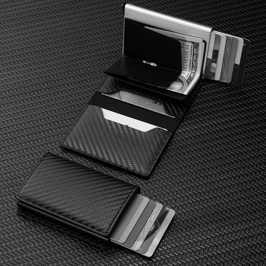 Carbon Fiber Credit Card Wallet Men RFID Smart