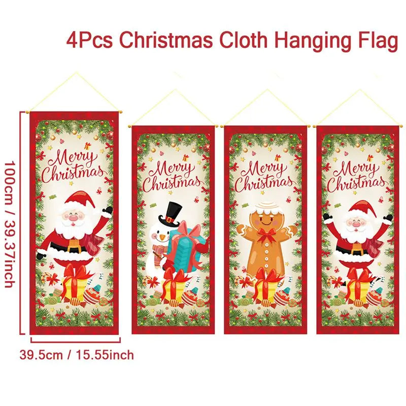 The Christmas hanging flag decor is a cheerful and eye-catching addition to your holiday decorations. Featuring vibrant Christmas-themed designs such as Santa, snowmen, or festive greetings.