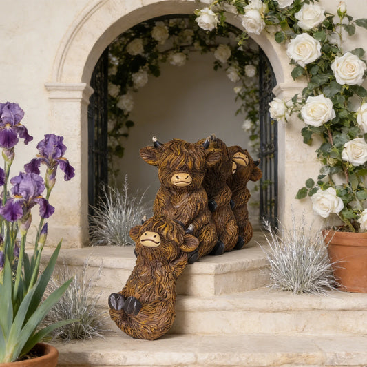 Highland Cow Sculpture Adorable Resin Animal