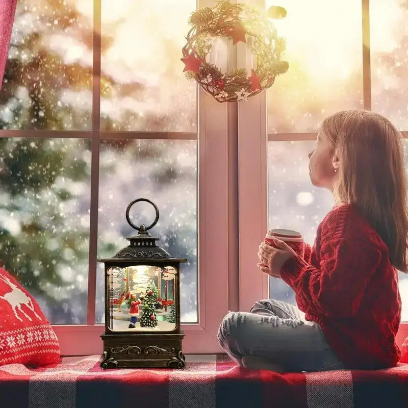 Rotating Christmas Snow Globes Lights Swirling LED Snow