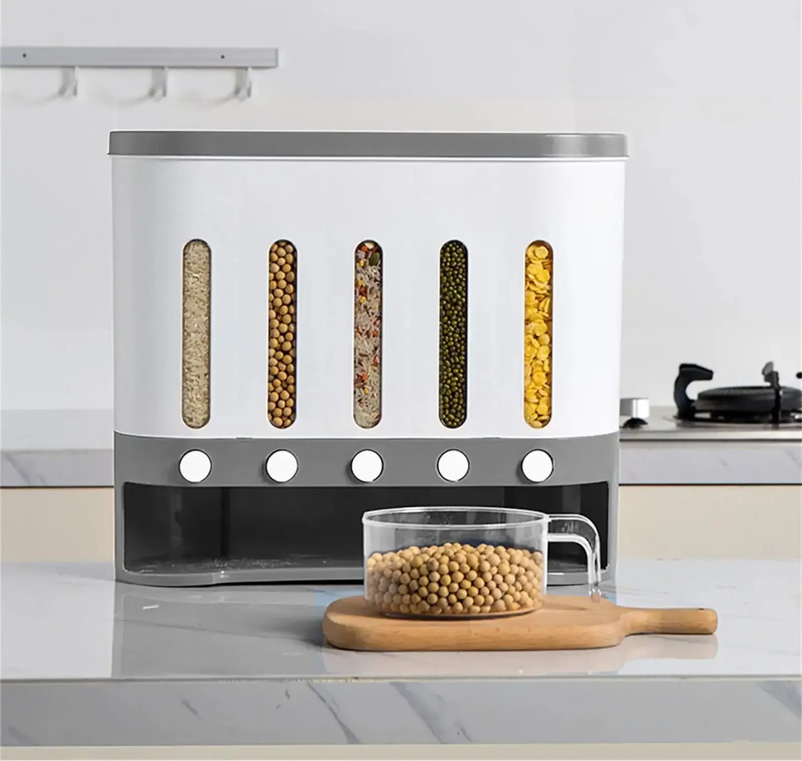 Wall Mounted 5-Grid Dry Food Dispenser