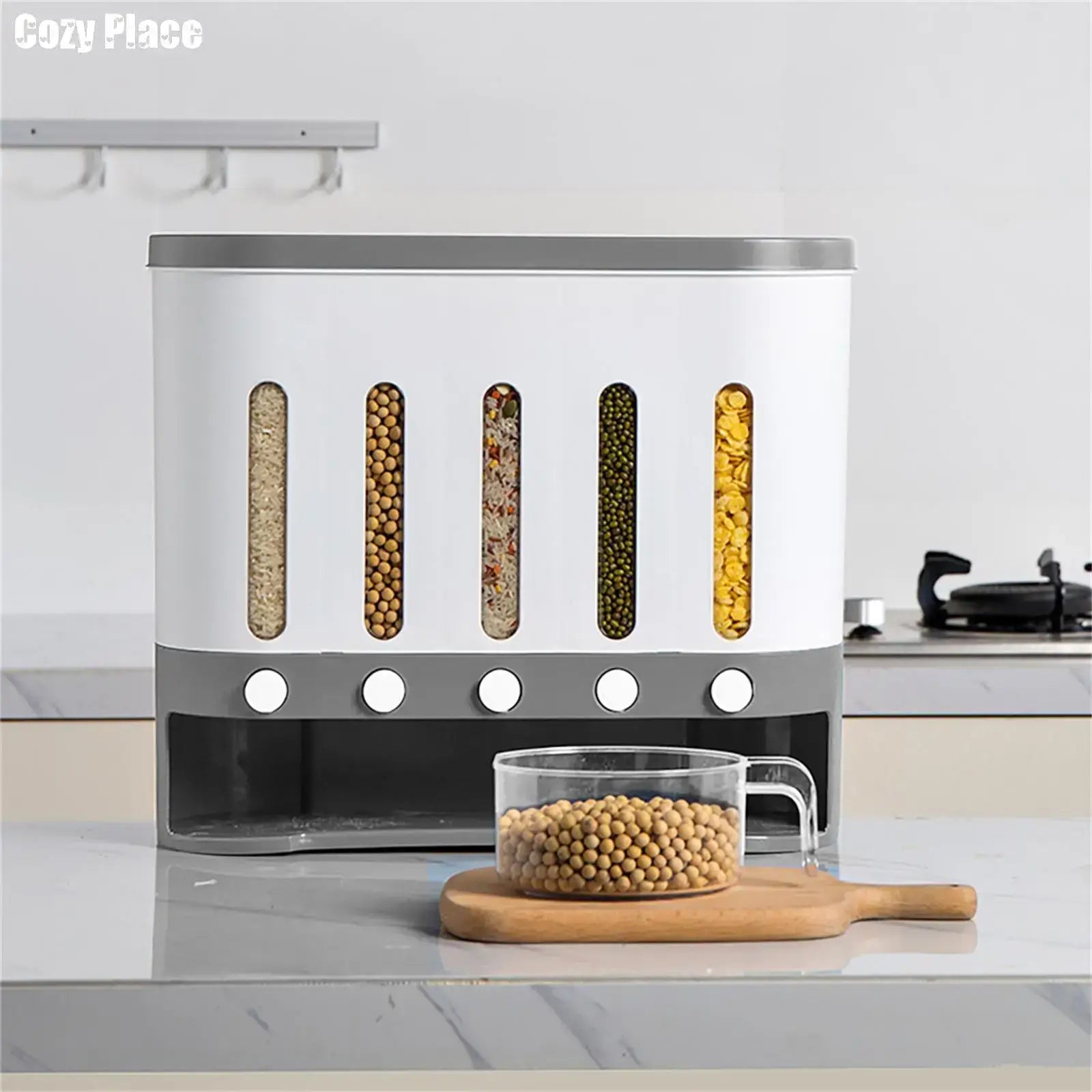 Wall Mounted 5-Grid Dry Food Dispenser