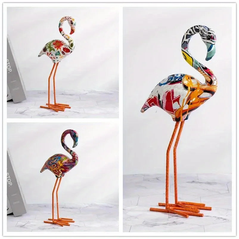 Art Graffiti Flamingo Statue