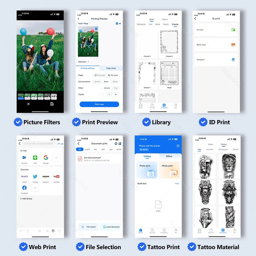 Portable A4 Thermal Printer Bluetooth Photos PDF Document Printing Machine -