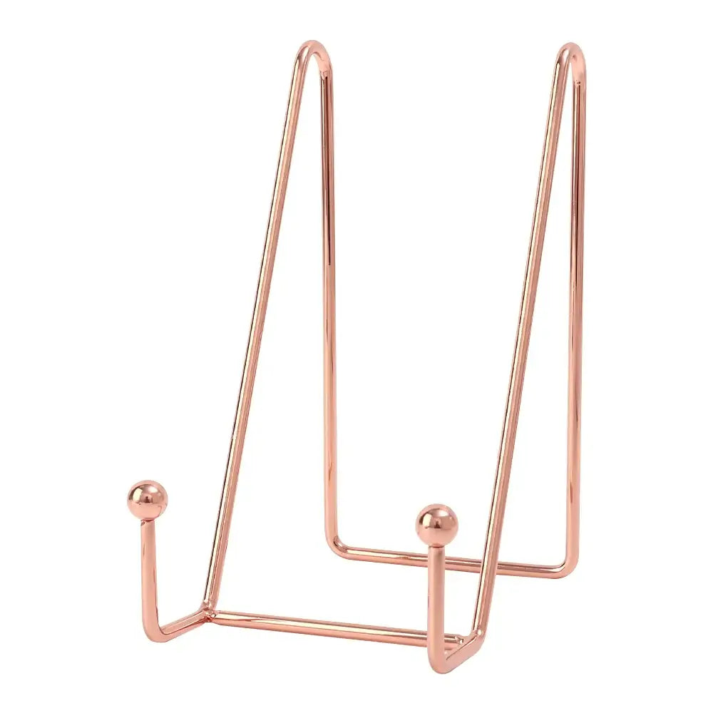 Tall rose gold art display frame stand with sleek design. Perfect for showcasing artwork or large photo frames.