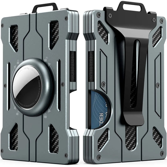 Air Tag Slim Metal Money Clip Wallet, RFID Blocking Aluminum Cash Credit Card Holder