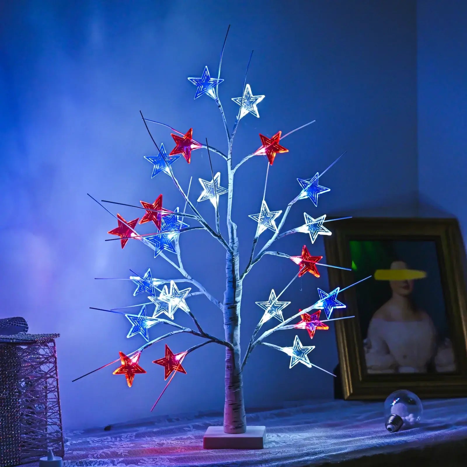 Red, White & Blue Star Tree Lights
