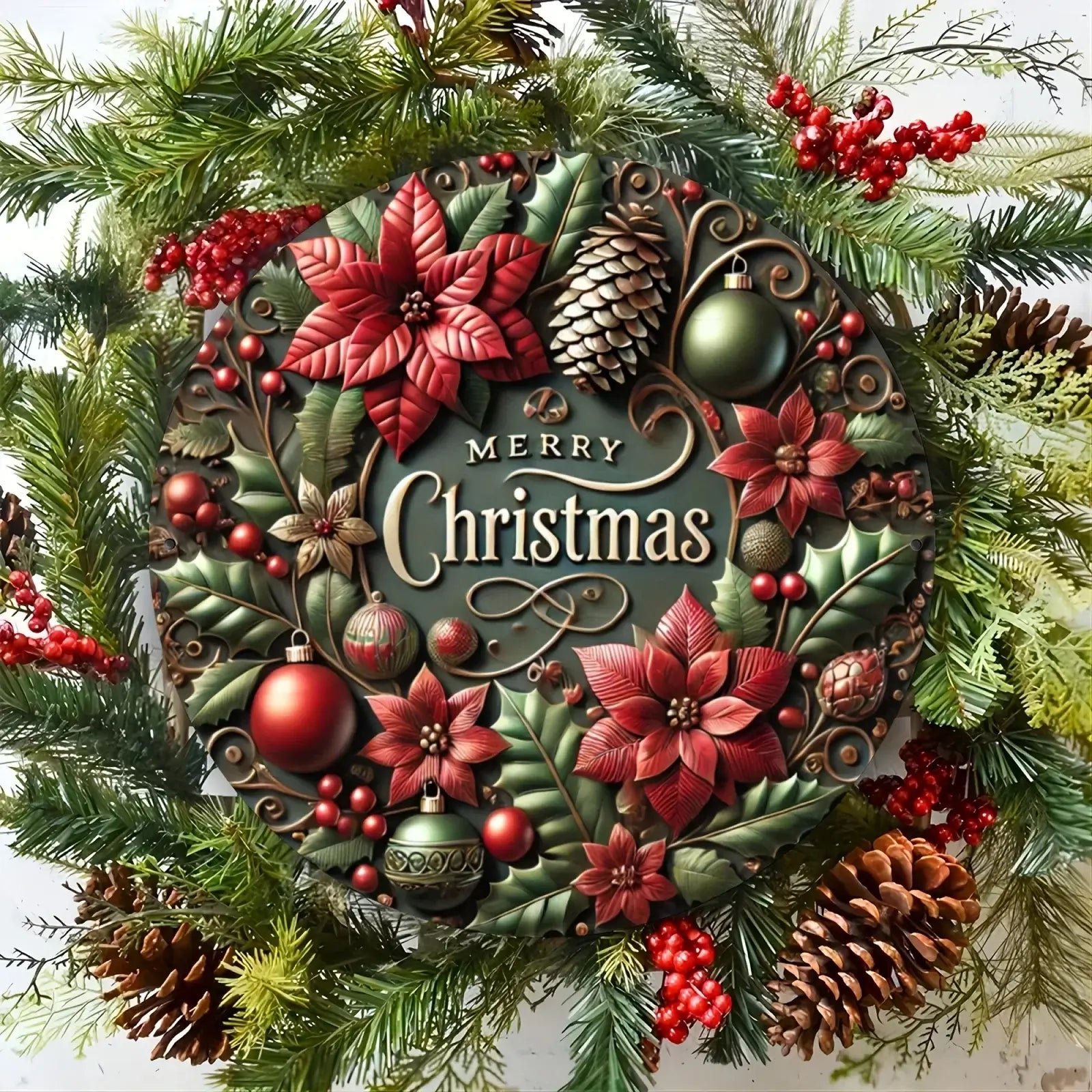 Rustic 3D Aluminum Merry Christmas Metal Sign
