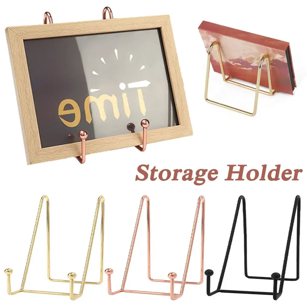 Art display frame stand in multiple colors and sizes for picture frames. Ideal for home decor and event photo displays.