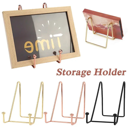 Art display frame stand in multiple colors and sizes for picture frames. Ideal for home decor and event photo displays.