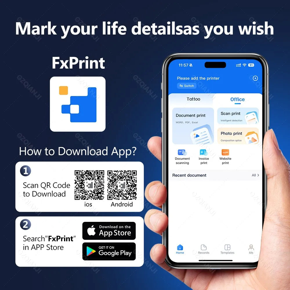 Portable A4 Thermal Printer Bluetooth Photos PDF Document Printing Machine -