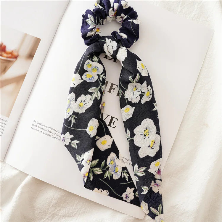 Fashion Bow Satin Long Ribbon Ponytail Scarf