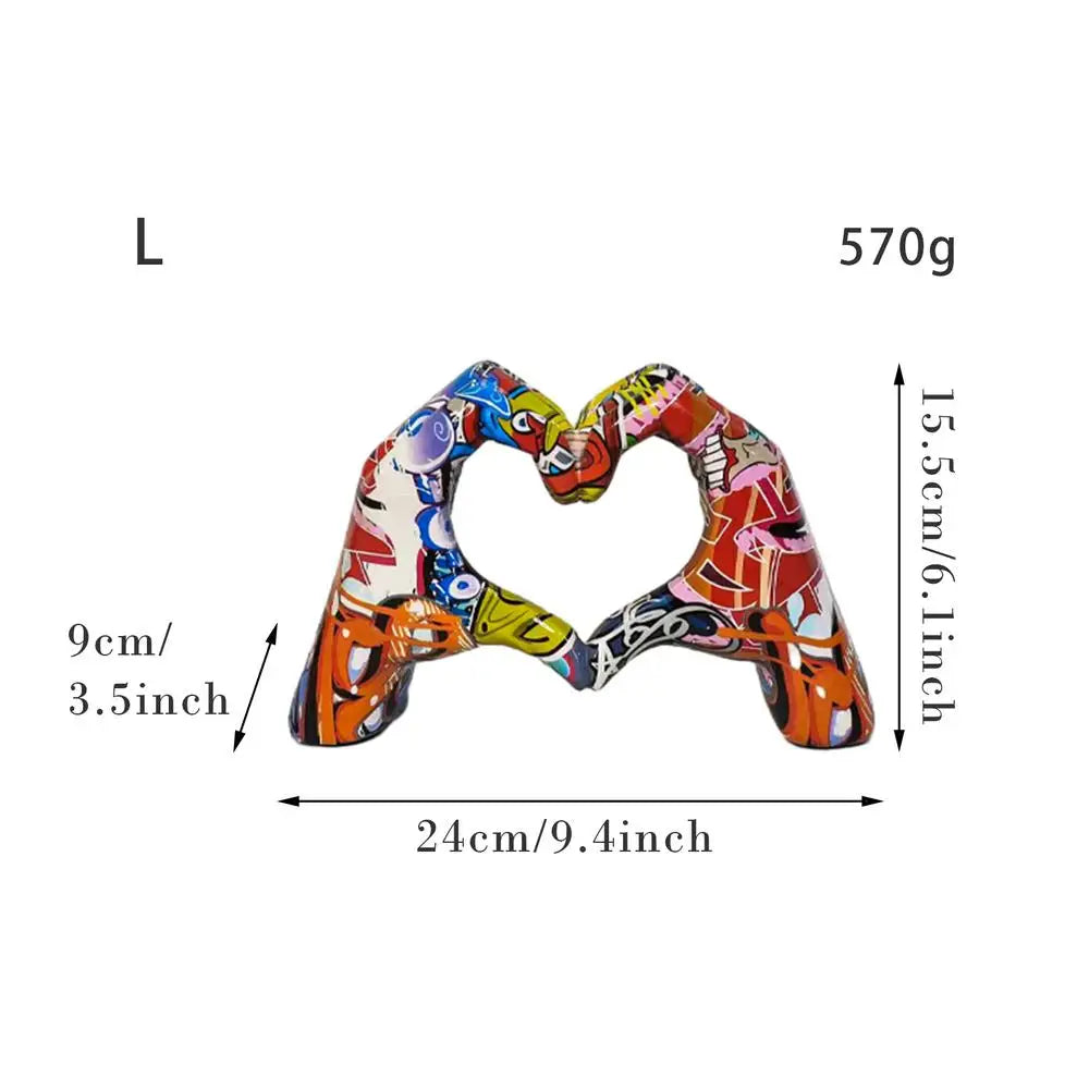 Heart Gesture Sculpture Resin Abstract Hand Love