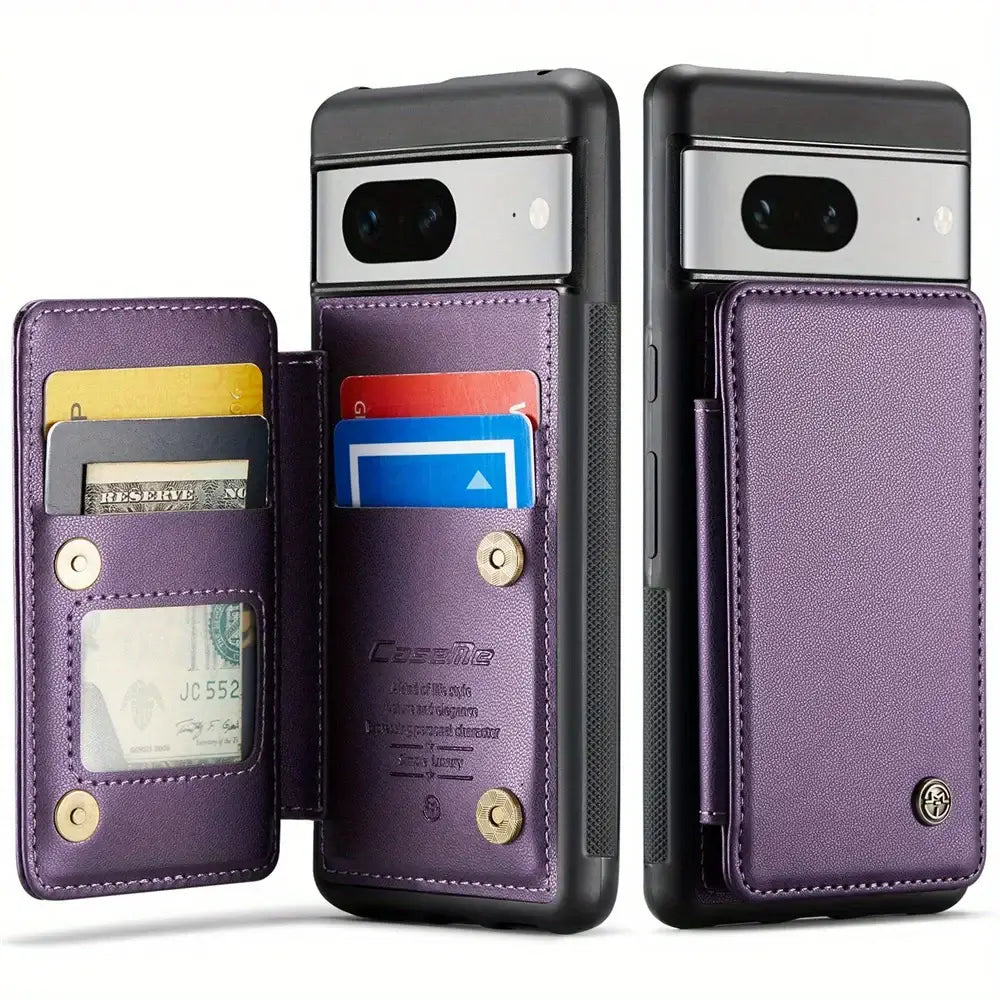 Google Pixel 8/7 pro Case with Card Holder RFID Blocking Leather Wallet with Magnetic Clasp and Kickstand