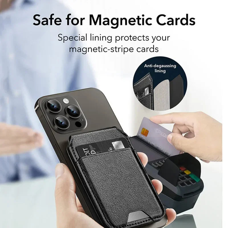 Leather Cellphone Mag-safe Magnetic Card Holder