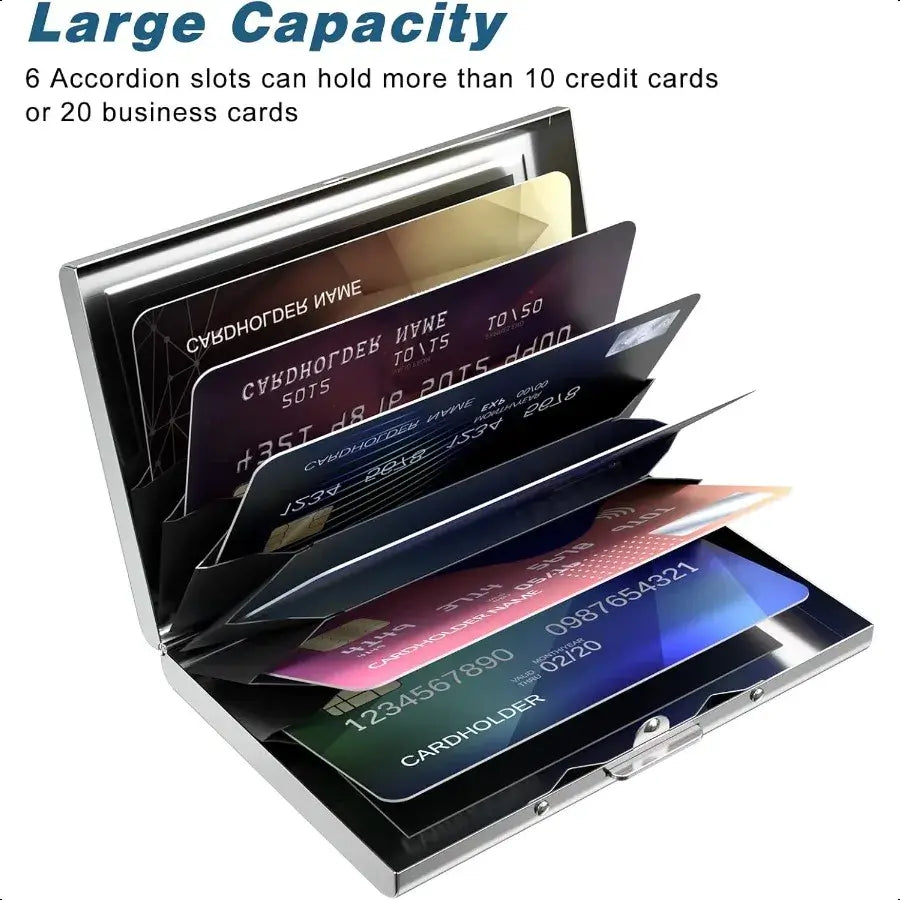 Unisex Slim Metal Credit Card Holder RFID Blocking Mini Wallet with White Flower Design Hard Case