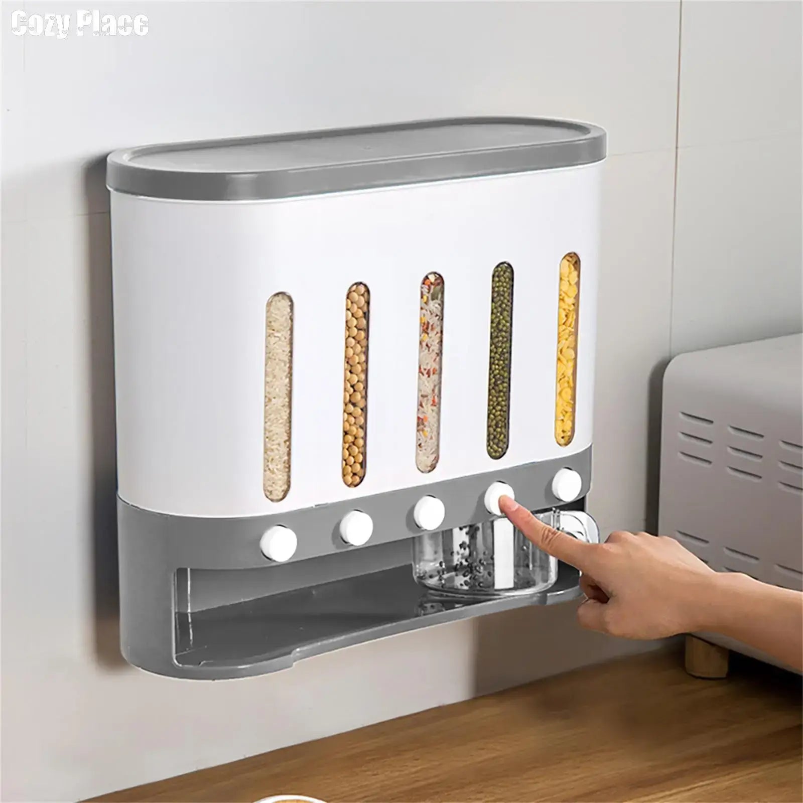 Wall Mounted 5-Grid Dry Food Dispenser